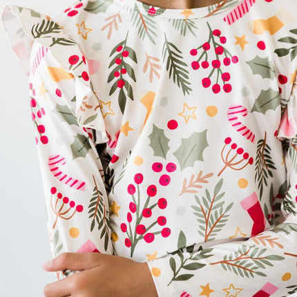 Holly Jolly Christmas L/S Ruffle Tee
