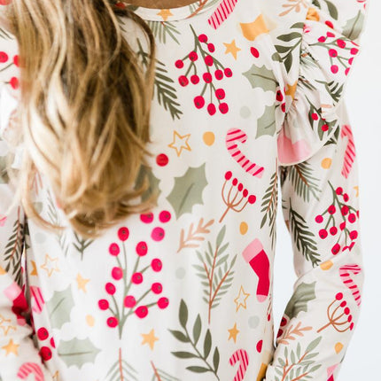 Holly Jolly Christmas L/S Ruffle Tee