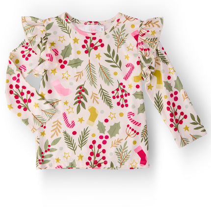 Holly Jolly Christmas L/S Ruffle Tee