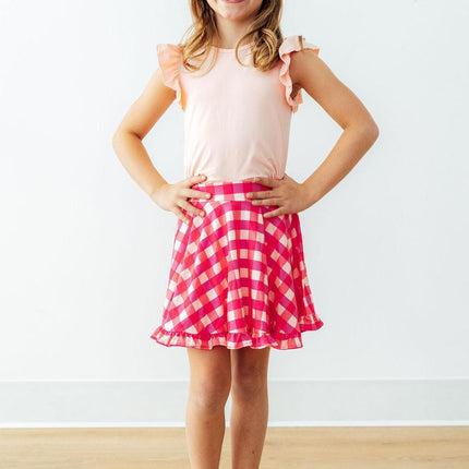 Hot Pink Gingham Ruffle Twirl Skort