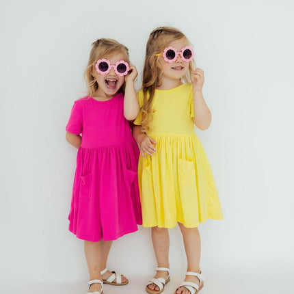 Yellow S/S Pocket Twirl Dress