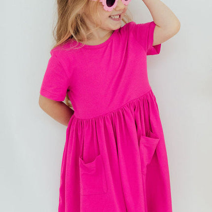 Hot Pink S/S Pocket Twirl Dress