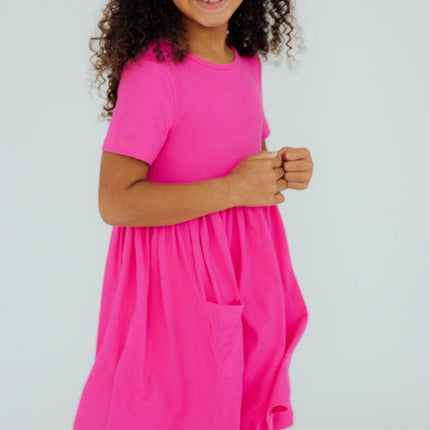 Hot Pink S/S Pocket Twirl Dress