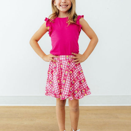 Hot Pink S/S Ruffle Tee