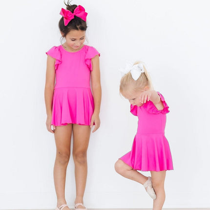 Hot Pink S/S Twirl Leotard