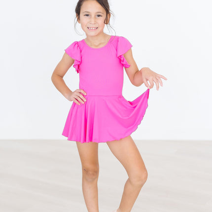 Hot Pink S/S Twirl Leotard