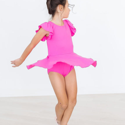 Hot Pink S/S Twirl Leotard