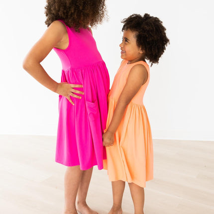 Hot Pink Tank Pocket Twirl Dress