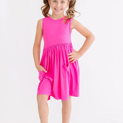 Hot Pink Tank Pocket Twirl Dress