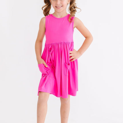Hot Pink Tank Pocket Twirl Dress