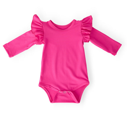Hot Pink L/S Flutter Bodysuit