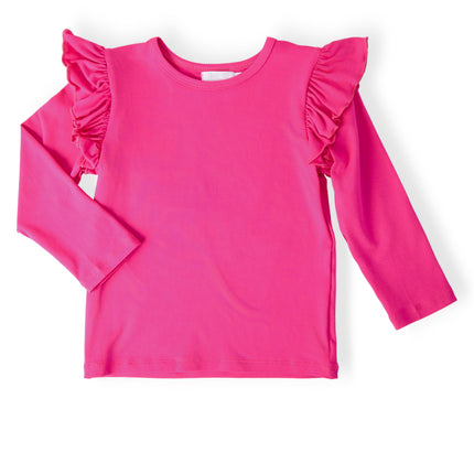 Hot Pink L/S Ruffle Tee