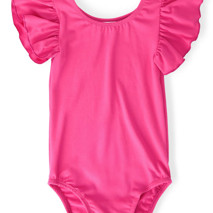 Hot Pink S/S Flutter Sleeve Leotard
