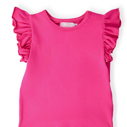 Hot Pink S/S Ruffle Tee
