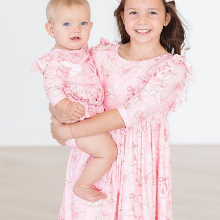 Howdy 3/4 Sleeve Ruffle Twirl Dress