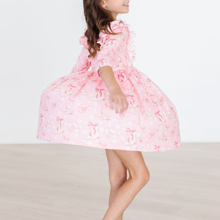 Howdy 3/4 Sleeve Ruffle Twirl Dress