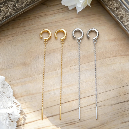 Long Tassel Cross Zircon Ear Cuffs