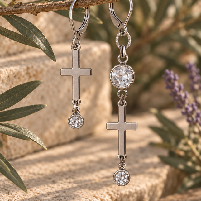 SILVER CROSS EARRINGS
