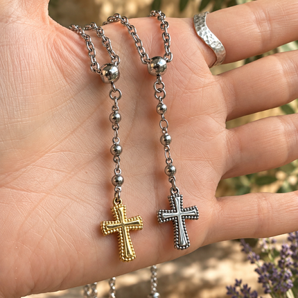 CROSS LARIAT NECKLACE