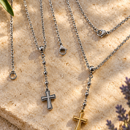 CROSS LARIAT NECKLACE