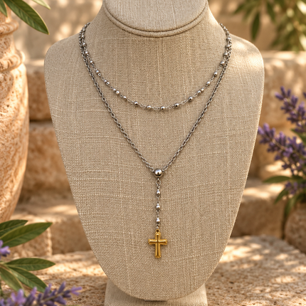 CROSS LARIAT NECKLACE
