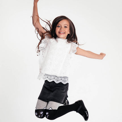 #4С-02СП(466) - Tip-Top Conte-Kids Classic Solid Cat Face Cotton Tights For Girls 2yr. 4yr. 6yr. 8yr. 10yr. 12yr.
