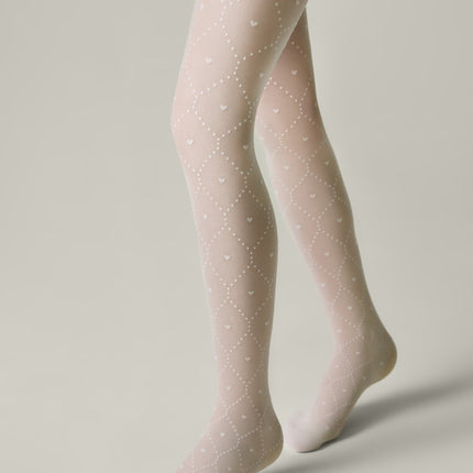 Conte Angelica 20 Den - Fantasy Tights for Girls with Rhombuses in Dots & Hearts - 4yr. 6yr. 8yr. 10yr. 12yr. (24S-165SP)