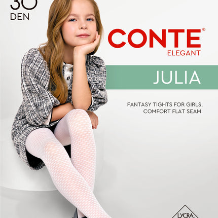 Conte Julia 30 Den - Fantasy Tights for Girls with Lace Geometric Pattern - 4yr. 6yr. 8yr. 10yr. 12yr. (24S-167SP)