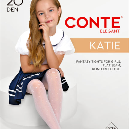 Conte Katie 20 Den - Fantasy Tights for Girls with Polka Dot & Cat Design - 4yr. 6yr. 8yr. 10yr. 12yr. (24S-168SP)