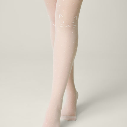 Conte Katie 20 Den - Fantasy Tights for Girls with Polka Dot & Cat Design - 4yr. 6yr. 8yr. 10yr. 12yr. (24S-168SP)