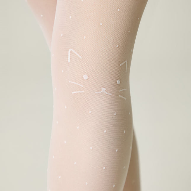 Conte Katie 20 Den - Fantasy Tights for Girls with Polka Dot & Cat Design - 4yr. 6yr. 8yr. 10yr. 12yr. (24S-168SP) - Dashing Nova