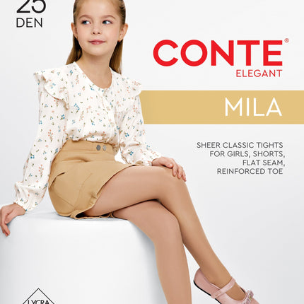 Conte Mila 25 Den - Classic Tights for Girls - 4yr. 6yr. 8yr. 10yr. 12yr. (24S-177SP)