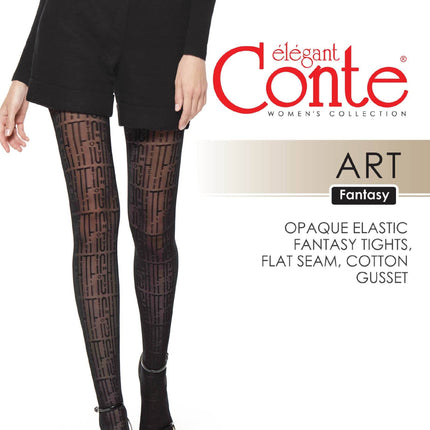 Conte Art 40 Den - Fantasy Women's Tights with a letter pattern (21S-95SP)