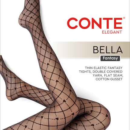 Conte Bella 20 Den - Fantasy Women's Tights with Geometric Pattern & Hearts (24S-81SP)