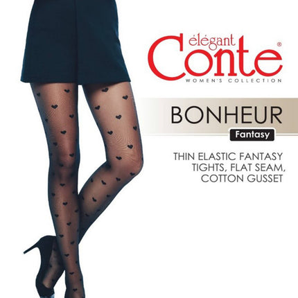 Conte (Poland) Bonheur 20 Den - Fantasy Women's Tights with a "heart" pattern (119C-109/2SP)