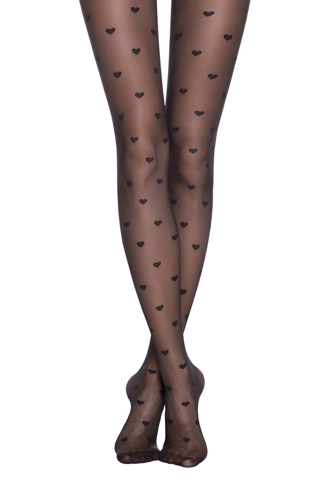 Conte (Poland) Bonheur 20 Den - Fantasy Women's Tights with a "heart" pattern (119C-109/2SP)