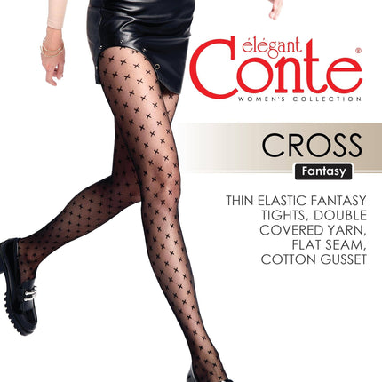 Conte Cross 20 Den - Fantasy Women's Tights with Cross Pattern (23S-69SP)