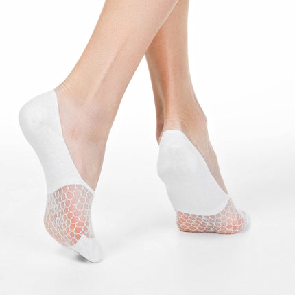 Conte Esli #IS007 - 1 pair Cotton Invisible Women's Footlets (with sheer mesh insert)