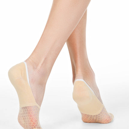 Conte Esli #IS007 - 1 pair Cotton Invisible Women's Footlets (with sheer mesh insert)