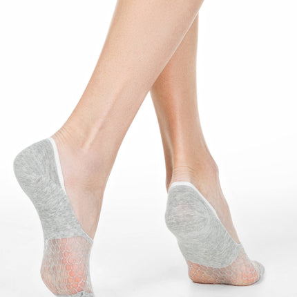Conte Esli #IS007 - 1 pair Cotton Invisible Women's Footlets (with sheer mesh insert)