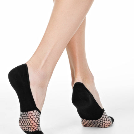 Conte Esli #IS007 - 1 pair Cotton Invisible Women's Footlets (with sheer mesh insert)