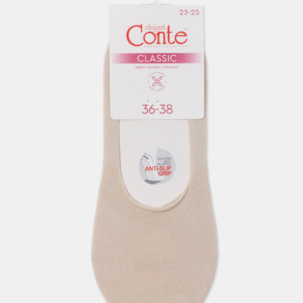 Conte Classic #16S-12SP - 1 pair 70% Cotton No-show Women's Footlets