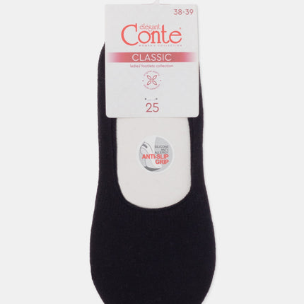 Conte Classic #16S-12SP - 1 pair 70% Cotton No-show Women's Footlets