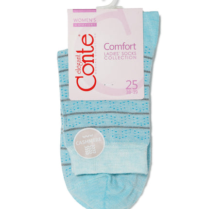 Conte Comfort #14S-66SP(047) - 1 pair 7% Cashmere 63% Viscose Women's Socks with striped pattern