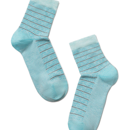 Conte Comfort #14S-66SP(047) - 1 pair 7% Cashmere 63% Viscose Women's Socks with striped pattern