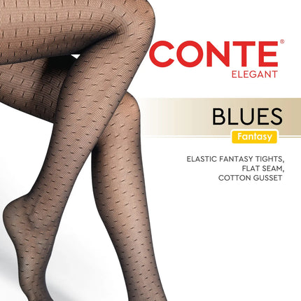 Conte Blues 40 Den - Fantasy Women's Tights with fine mesh design & subtle horizontal lines (24S-184SP)