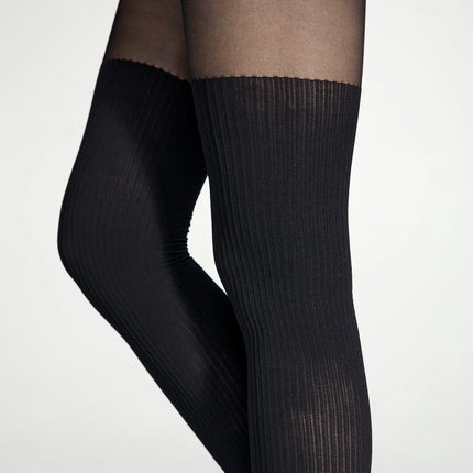 Conte Caprice 40/60 Den - Fantasy Women's Tights with Imitation Golf in Ribbed (24S-181SP)