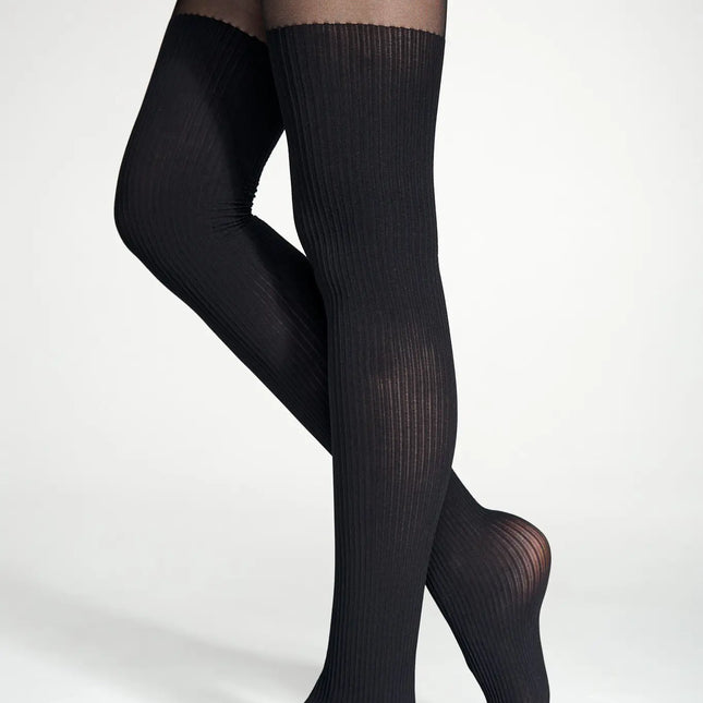 Conte Caprice 40/60 Den - Fantasy Women's Tights with Imitation Golf in Ribbed (24S-181SP) - Dashing Nova