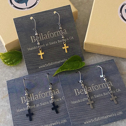 BEADED CROSS EARRINGS
