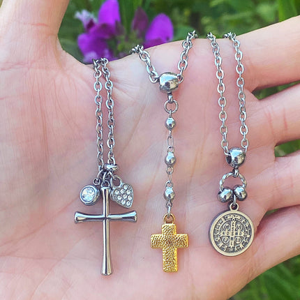 CROSS LARIAT CHOKER